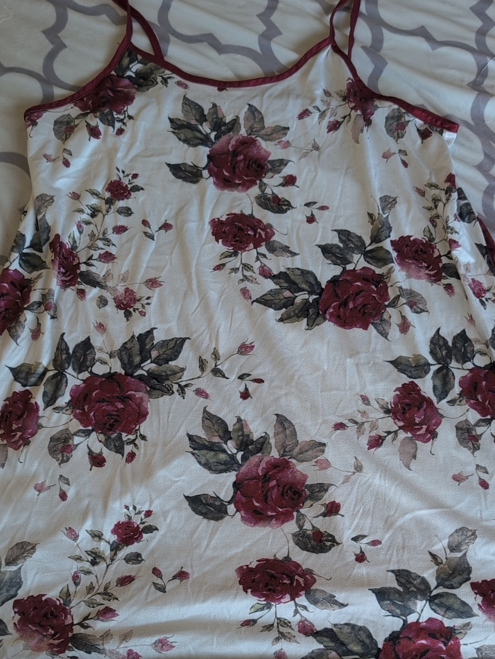 Floral Spaghetti Strap Jammies - Burgundy Rose Print